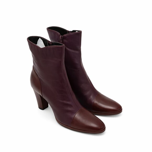 Anne Klein Vintage Karson Leather Ankle Boots Burgundy Brown Size 9.5 - Picture 3 of 6